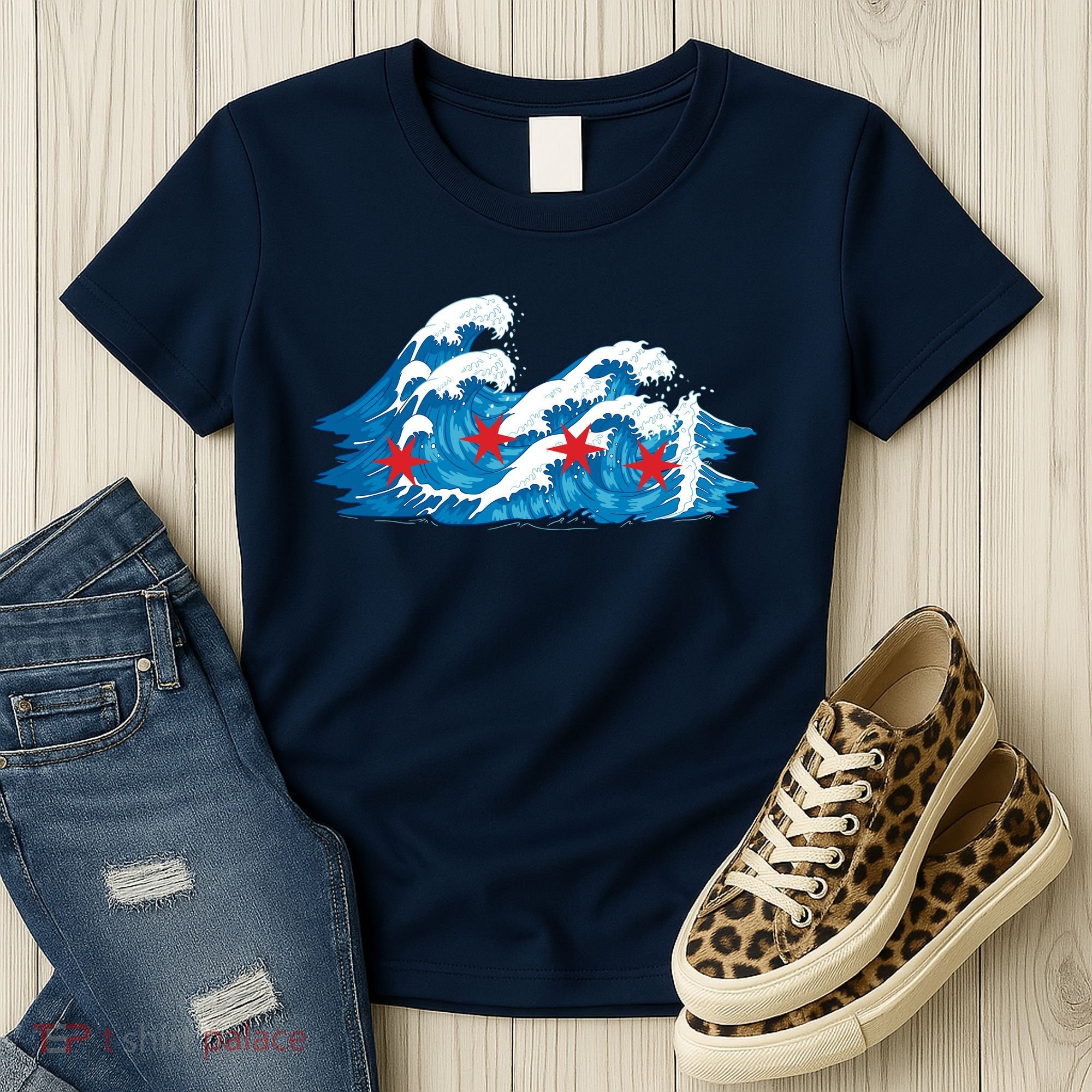 Chicago Tsunami Wave State Flag Women's T-Shirt