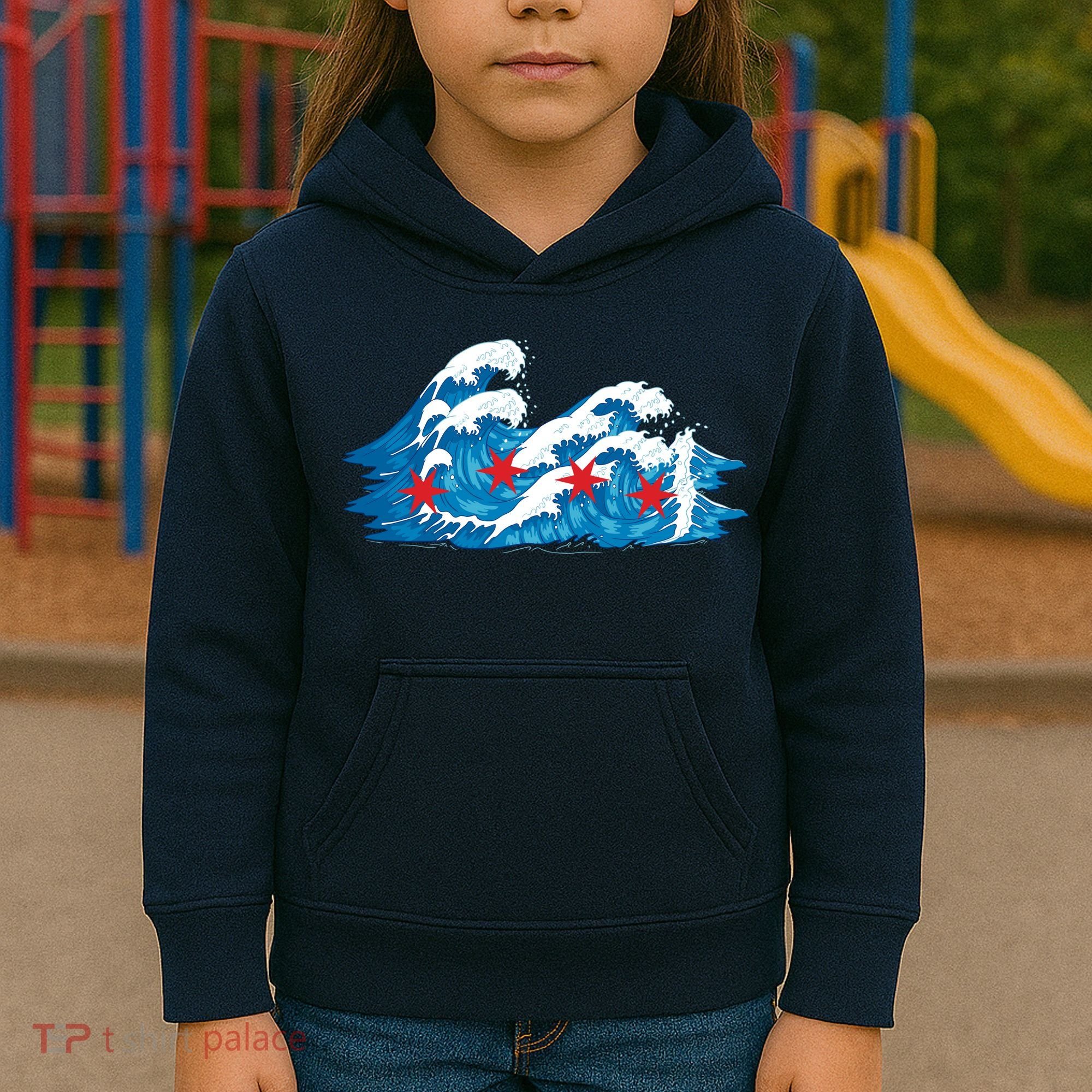 Chicago Tsunami Wave State Flag Kids Hoodie