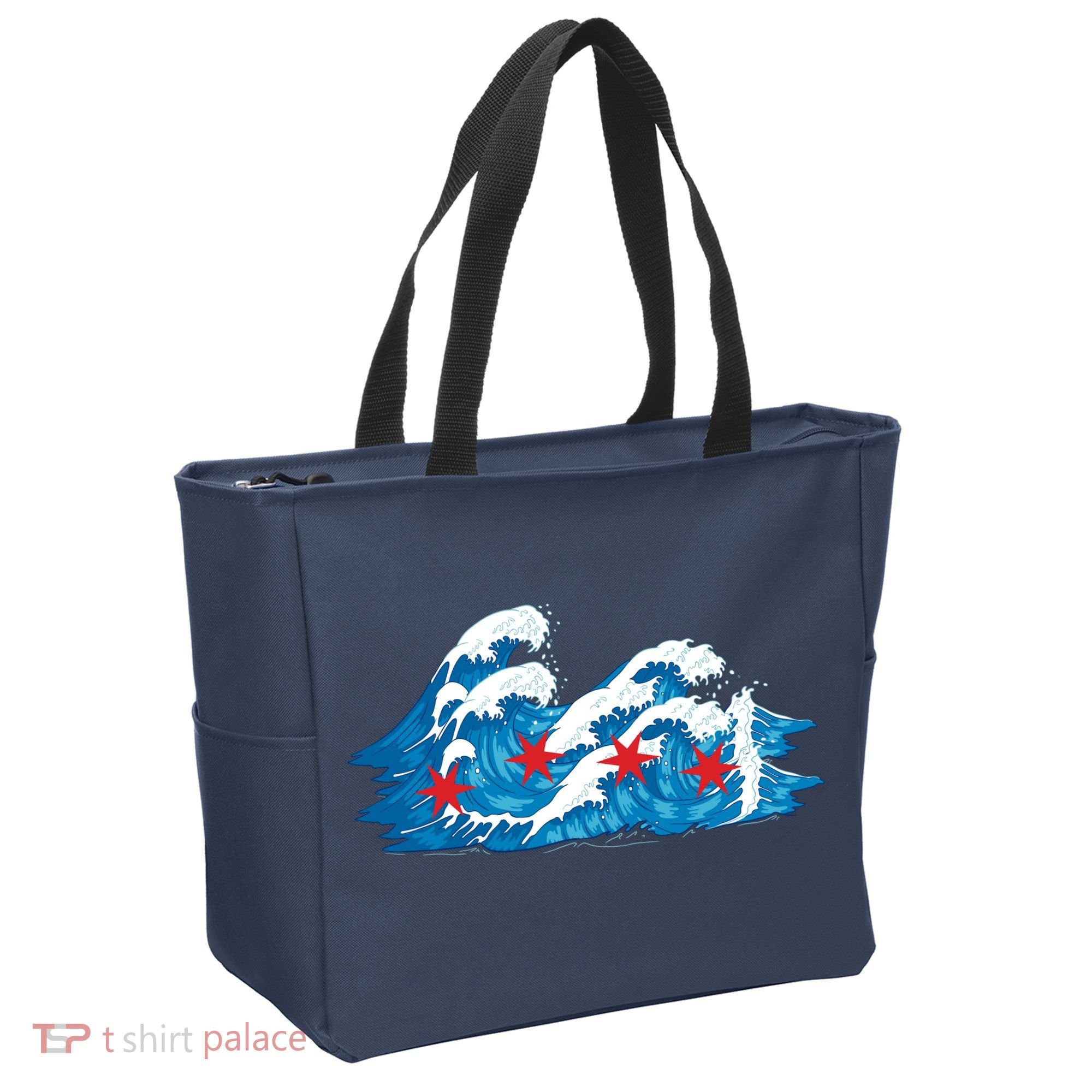 Chicago Tsunami Wave State Flag Tote Bag