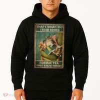 Cat Thats What I Do I Read Books I Drink Tea And Know Things Hoodie thumb 2
