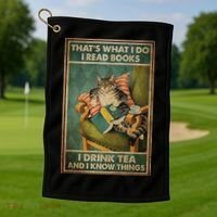 Cat Thats What I Do I Read Books I Drink Tea And Know Things Golf Towel thumb 1