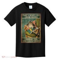Cat Thats What I Do I Read Books I Drink Tea And Know Things Kids T-Shirt thumb 0