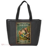Cat Thats What I Do I Read Books I Drink Tea And Know Things Tote Bag thumb 0