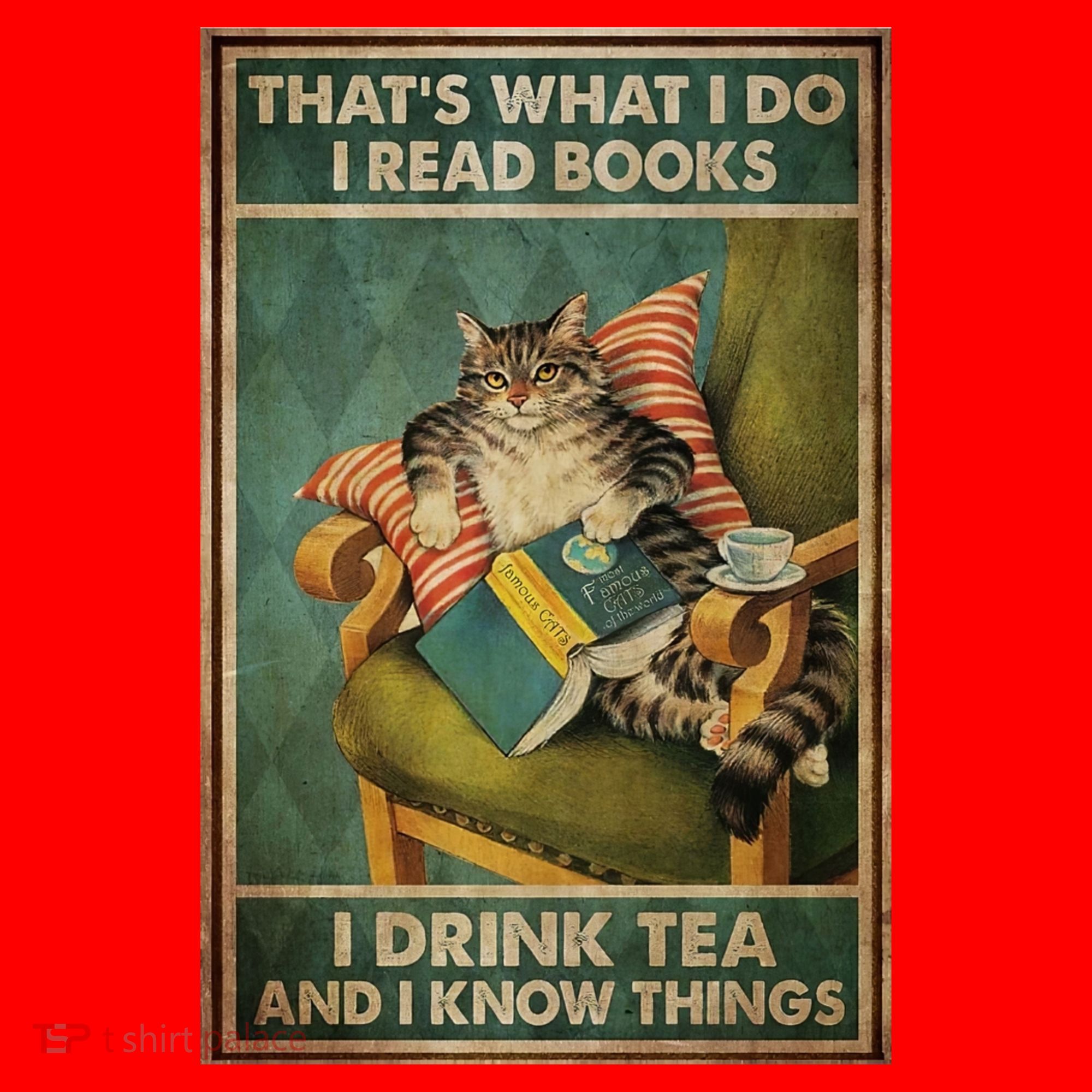 Cat Thats What I Do I Read Books I Drink Tea And Know Things Santa Hat