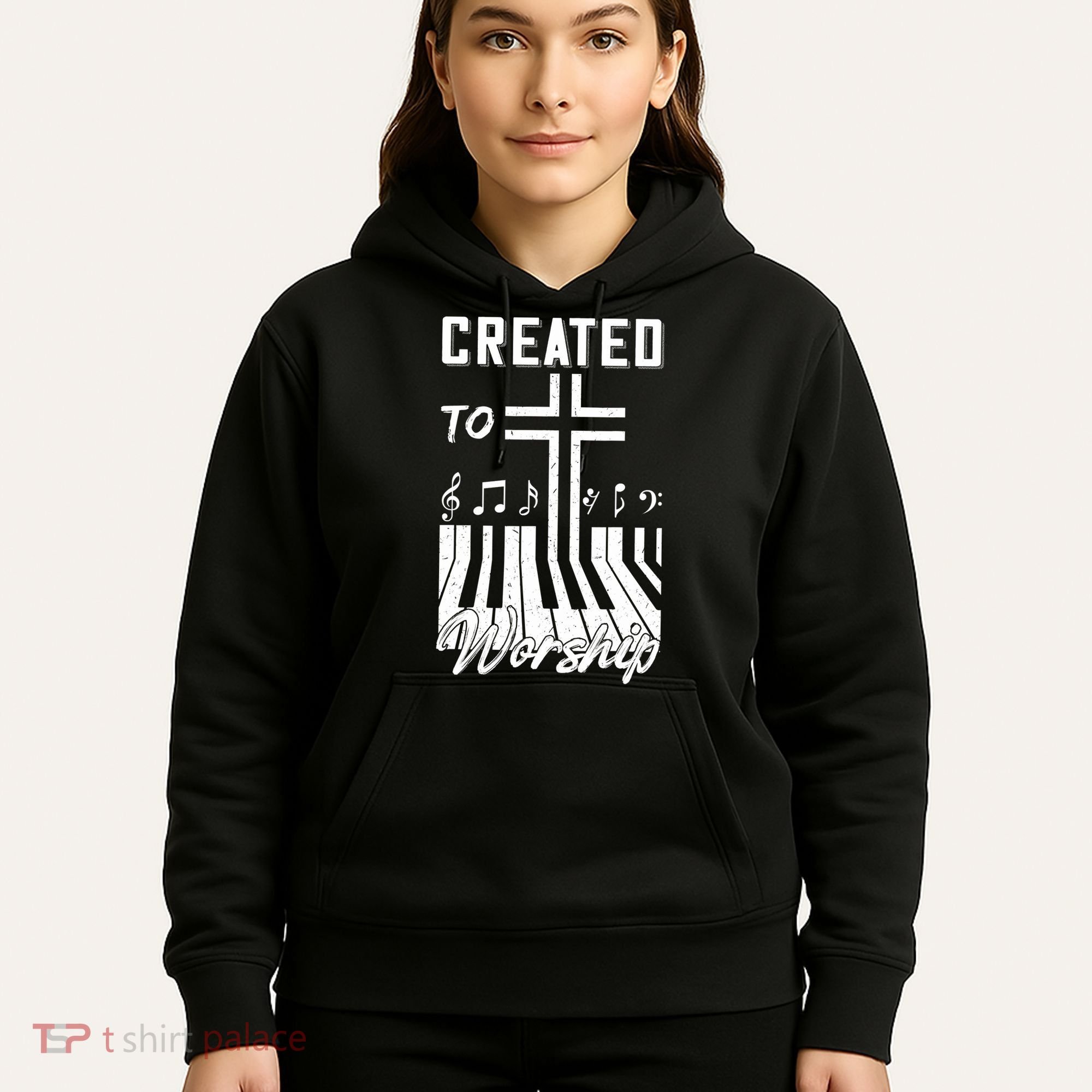 Created To Worship Funny Christian Pianist Hoodie