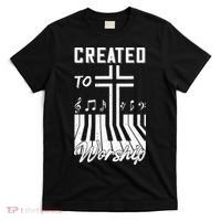 Created To Worship Funny Christian Pianist T-Shirt thumb 0