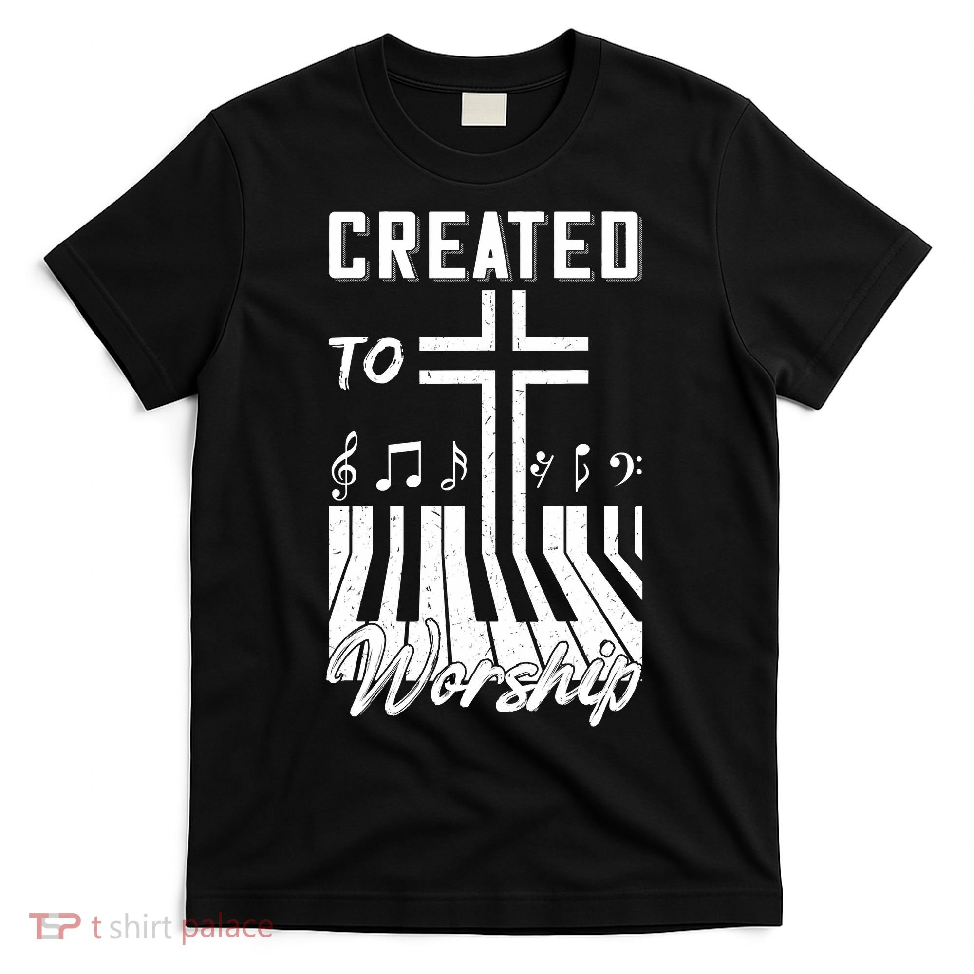 Created To Worship Funny Christian Pianist T-Shirt