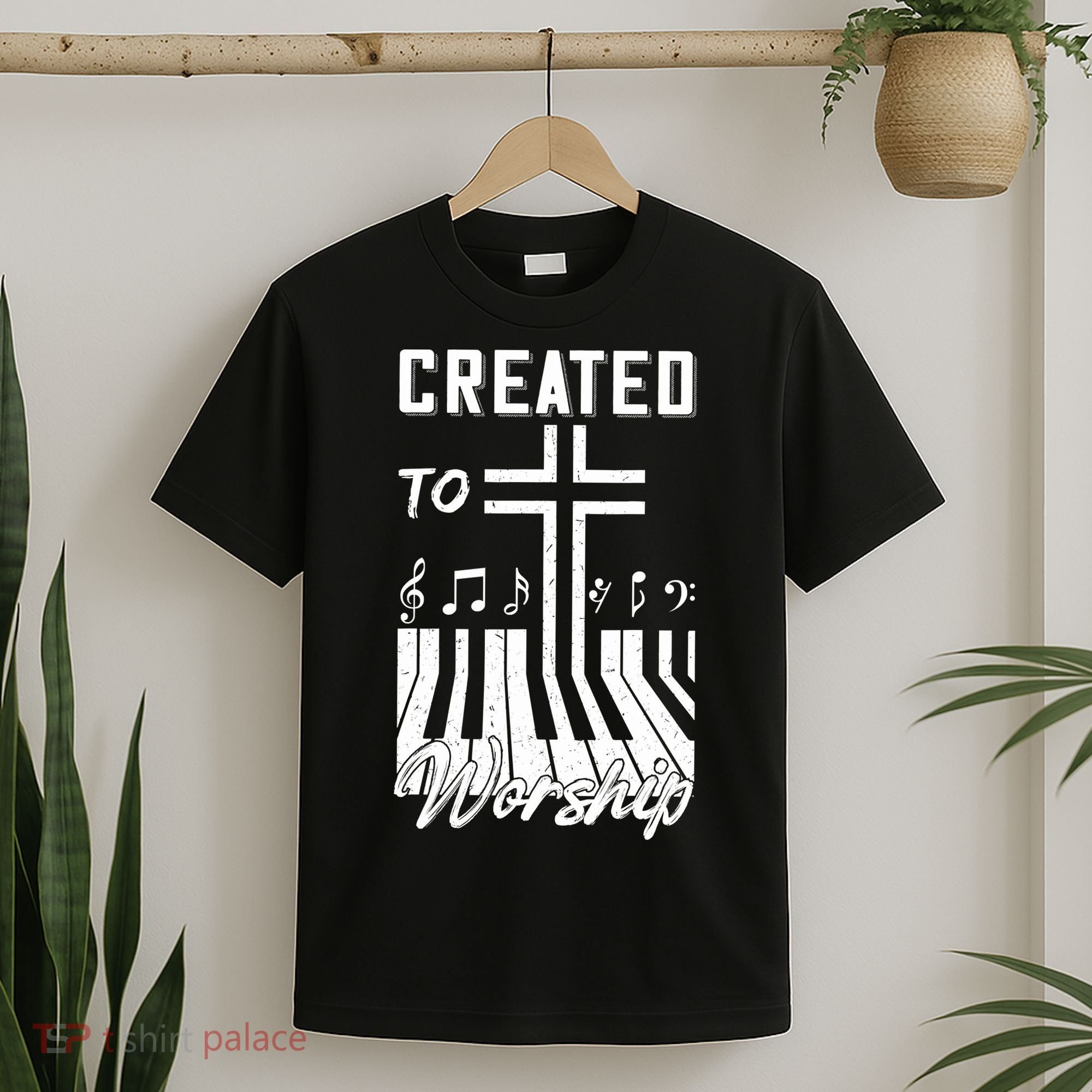 Created To Worship Funny Christian Pianist T-Shirt