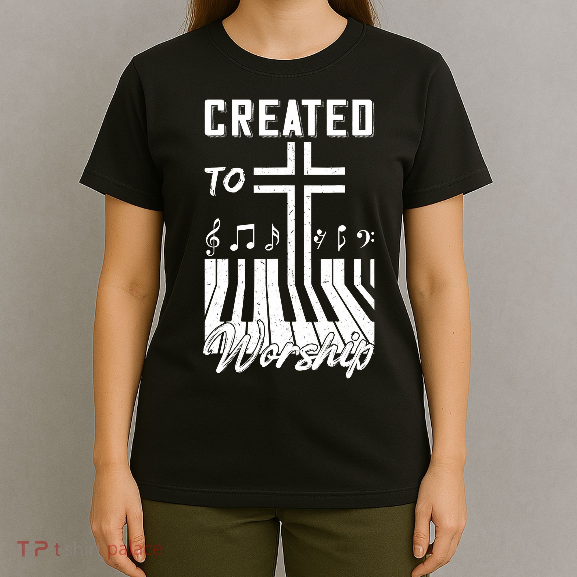 Created To Worship Funny Christian Pianist T-Shirt