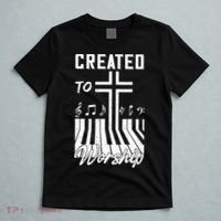 Created To Worship Funny Christian Pianist T-Shirt thumb 5