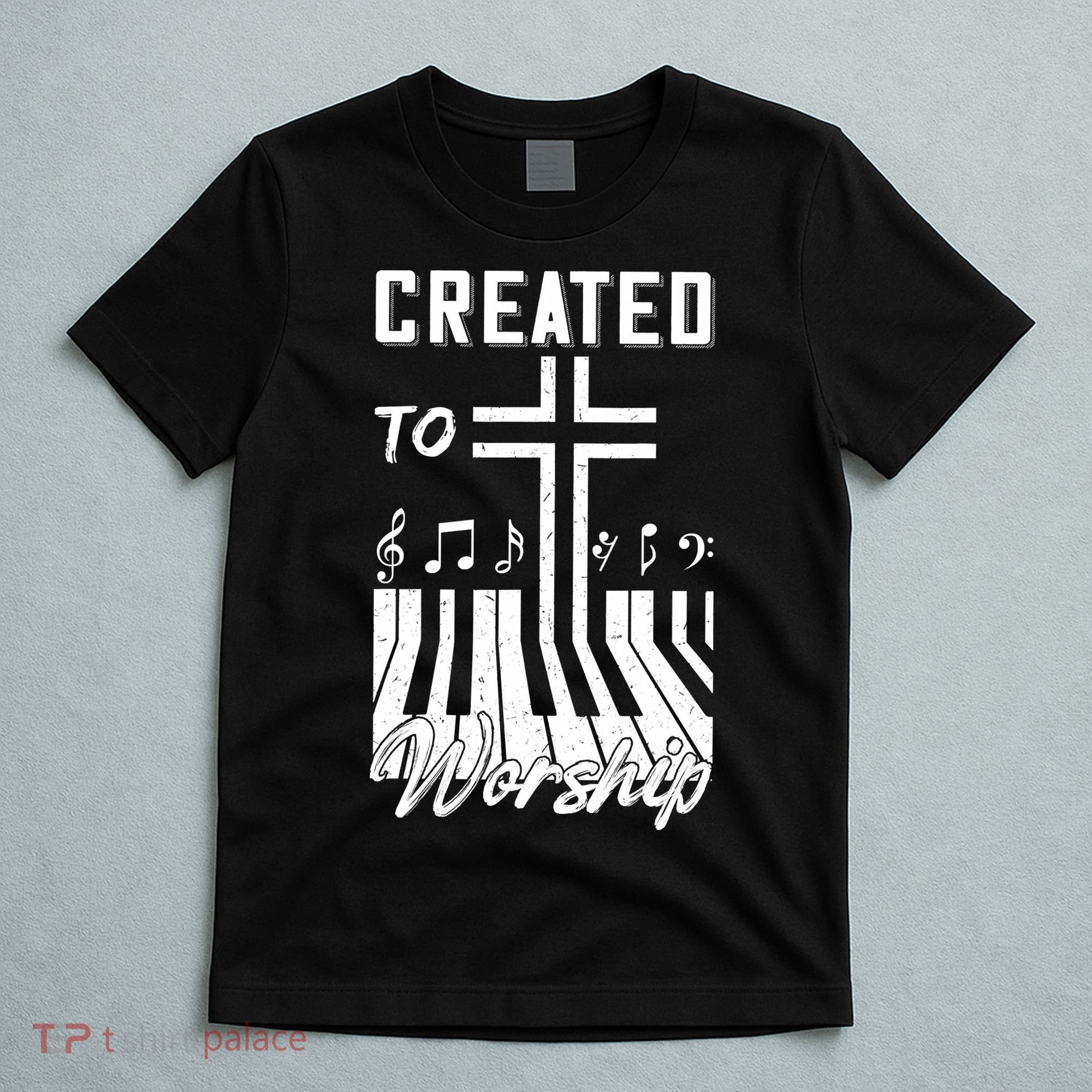 Created To Worship Funny Christian Pianist T-Shirt