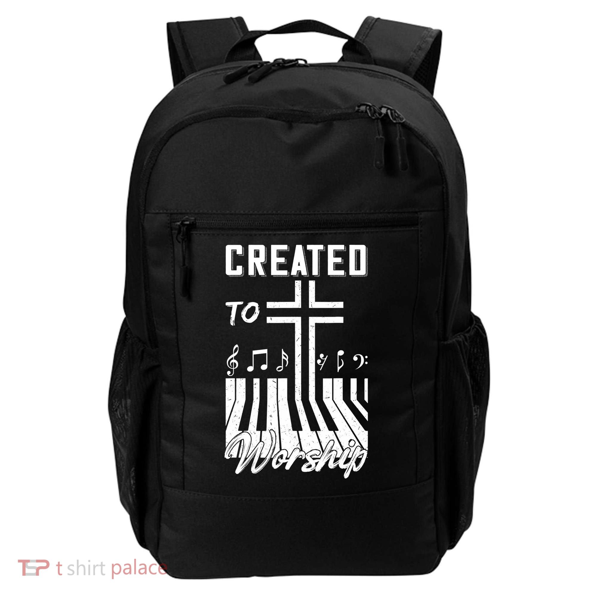Created To Worship Funny Christian Pianist Backpack