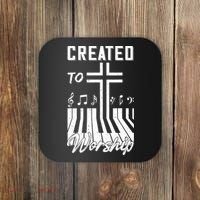 Created To Worship Funny Christian Pianist Coaster thumb 0