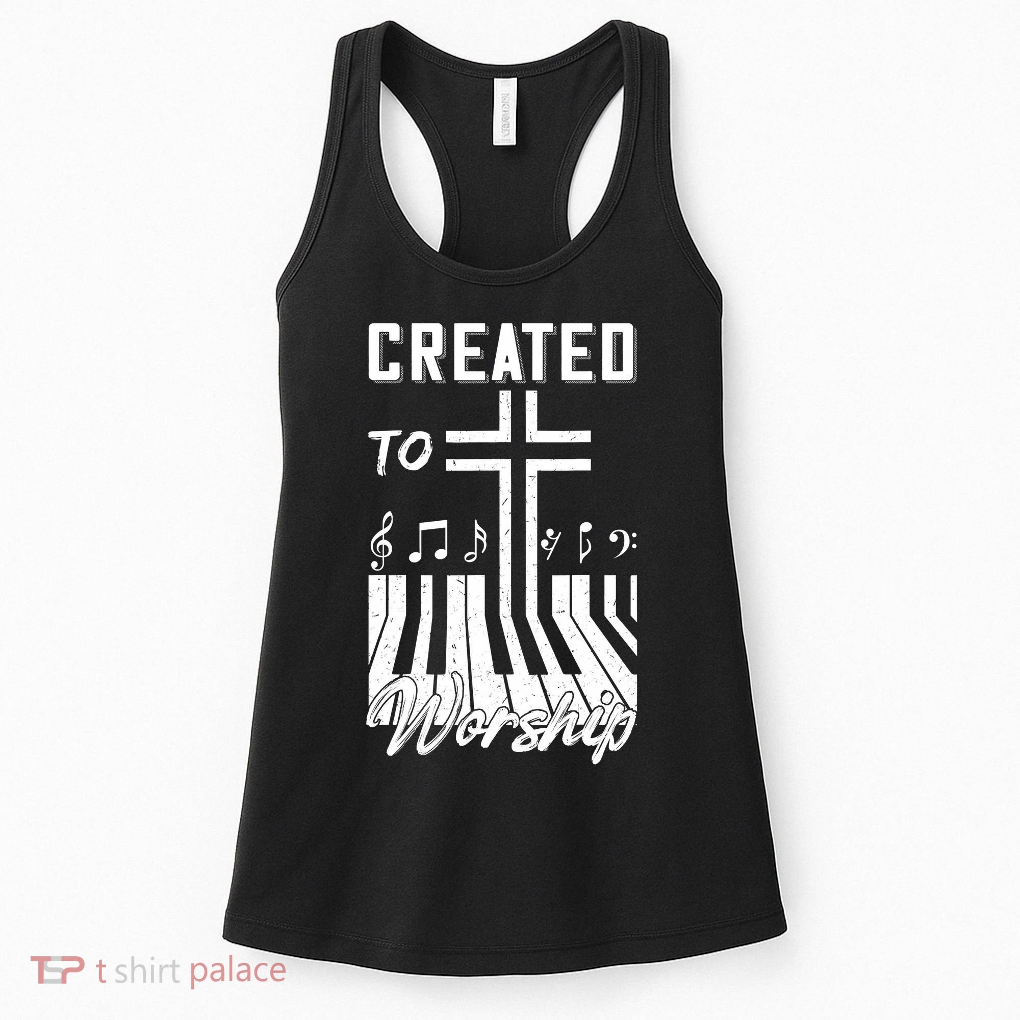 Created To Worship Funny Christian Pianist Women's Tank Top