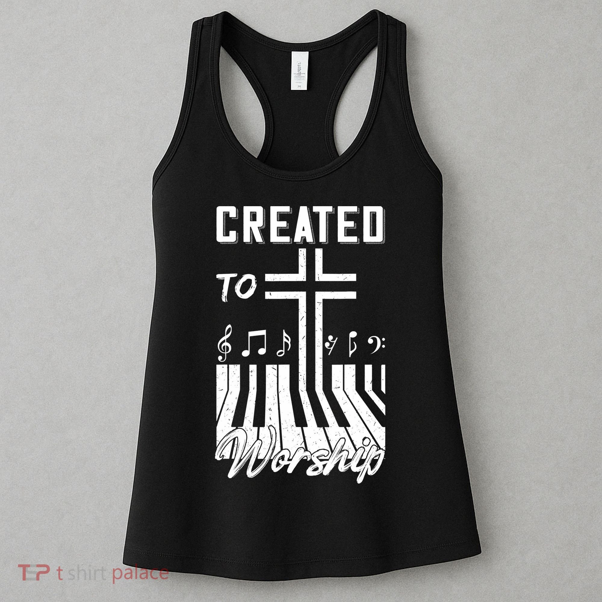 Created To Worship Funny Christian Pianist Women's Tank Top