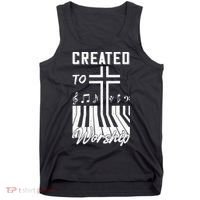 Created To Worship Funny Christian Pianist Tank Top thumb 0