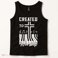 Created To Worship Funny Christian Pianist Tank Top thumb 2