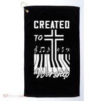 Created To Worship Funny Christian Pianist Golf Towel thumb 0