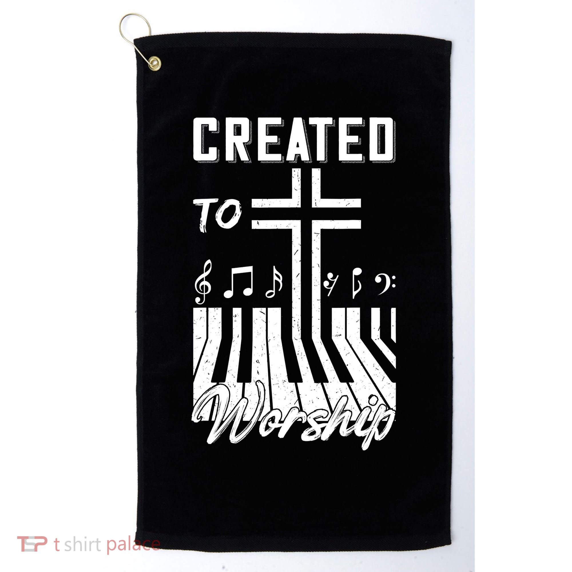 Created To Worship Funny Christian Pianist Golf Towel