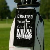 Created To Worship Funny Christian Pianist Golf Towel thumb 2