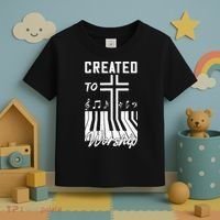 Created To Worship Funny Christian Pianist Toddler T-Shirt thumb 3