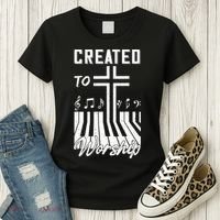 Created To Worship Funny Christian Pianist Women's T-Shirt thumb 3