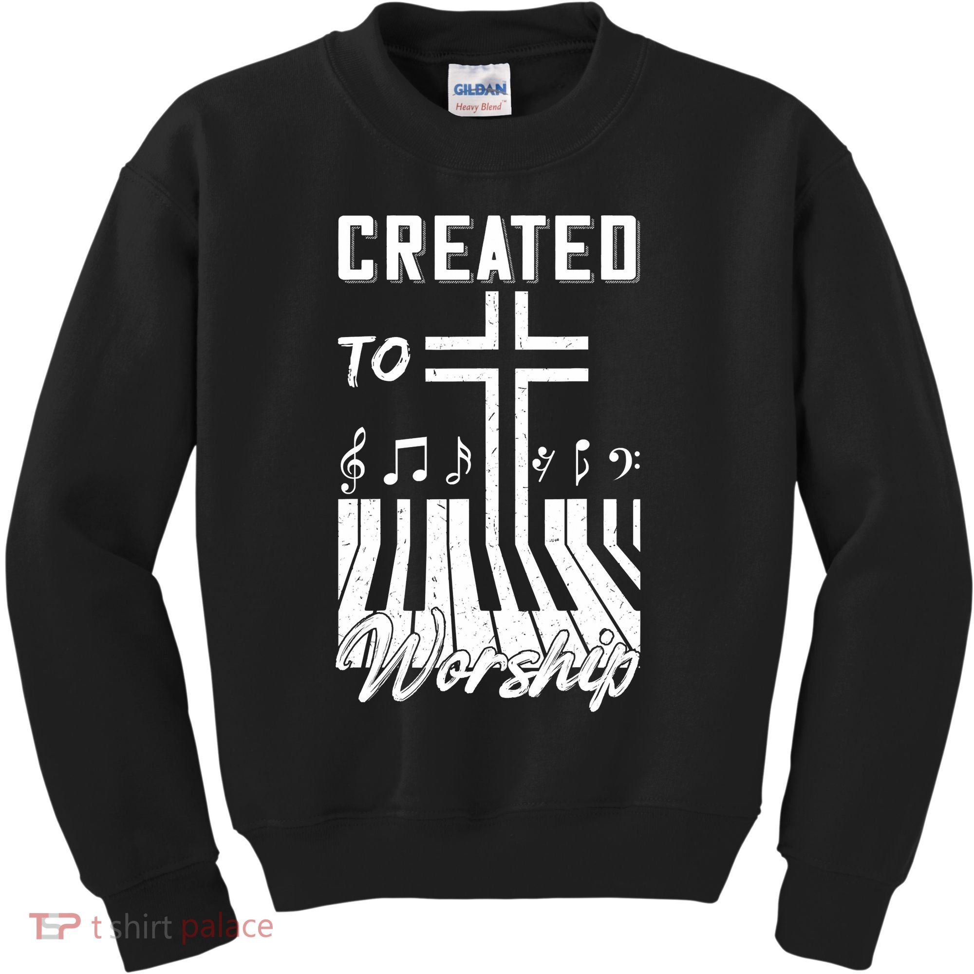 Created To Worship Funny Christian Pianist Kids Sweatshirt