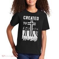 Created To Worship Funny Christian Pianist Kids T-Shirt thumb 2