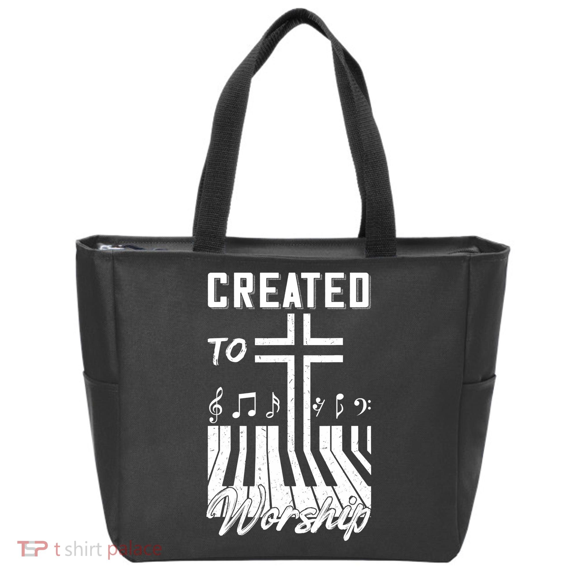 Created To Worship Funny Christian Pianist Tote Bag