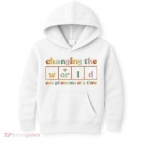Changing The World One Phoneme At A Time Kindergarten Teacher Kids Hoodie thumb 0
