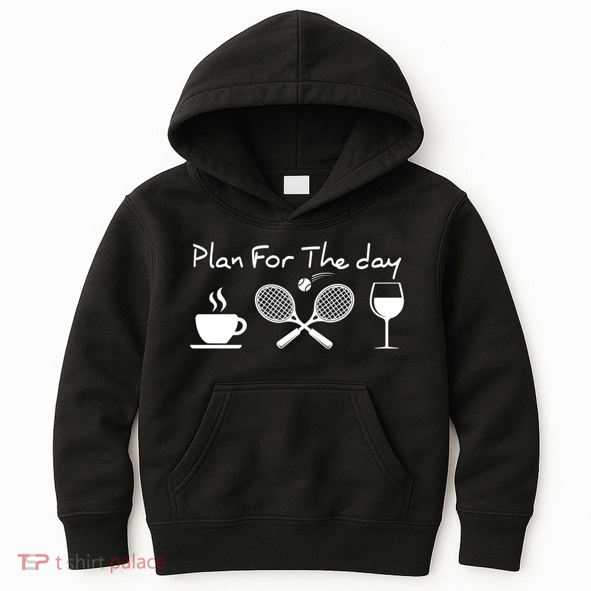Coffee Tennis Wine Plan For The Day Funny Tennis Kids Hoodie