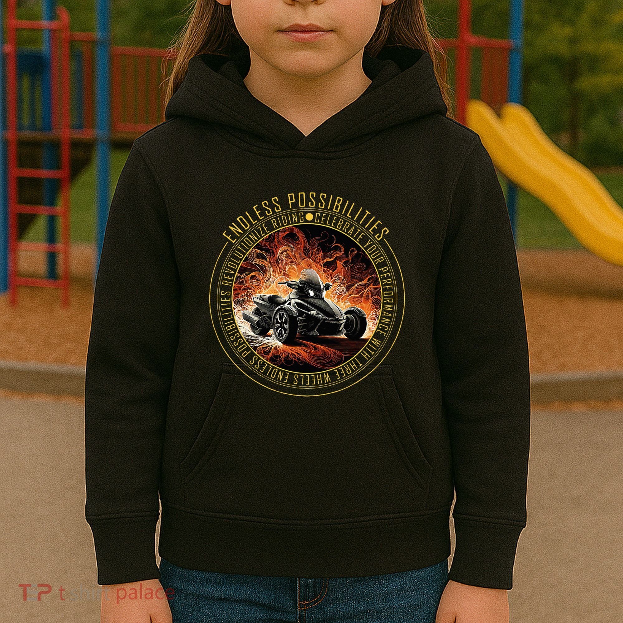 Canam Three Wheels Funny Riding Kids Hoodie