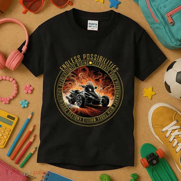 Canam Three Wheels Funny Riding Kids T-Shirt