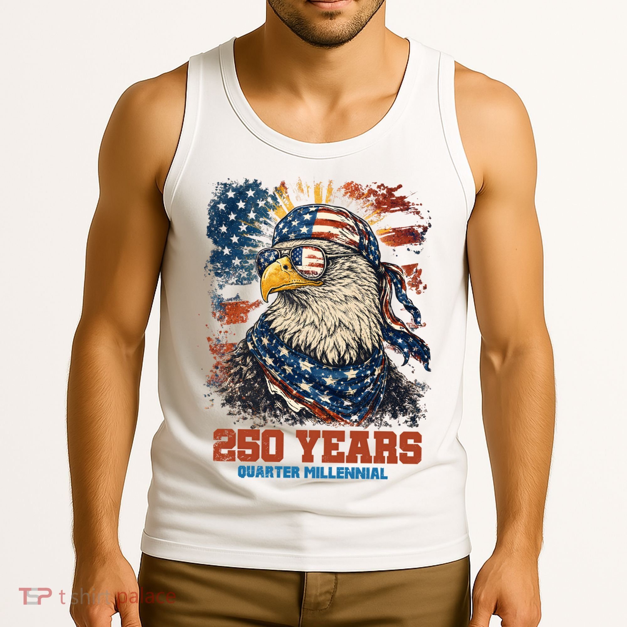 Celebrate USA 250 Years Quarter Millennial Eagle  Tank Top