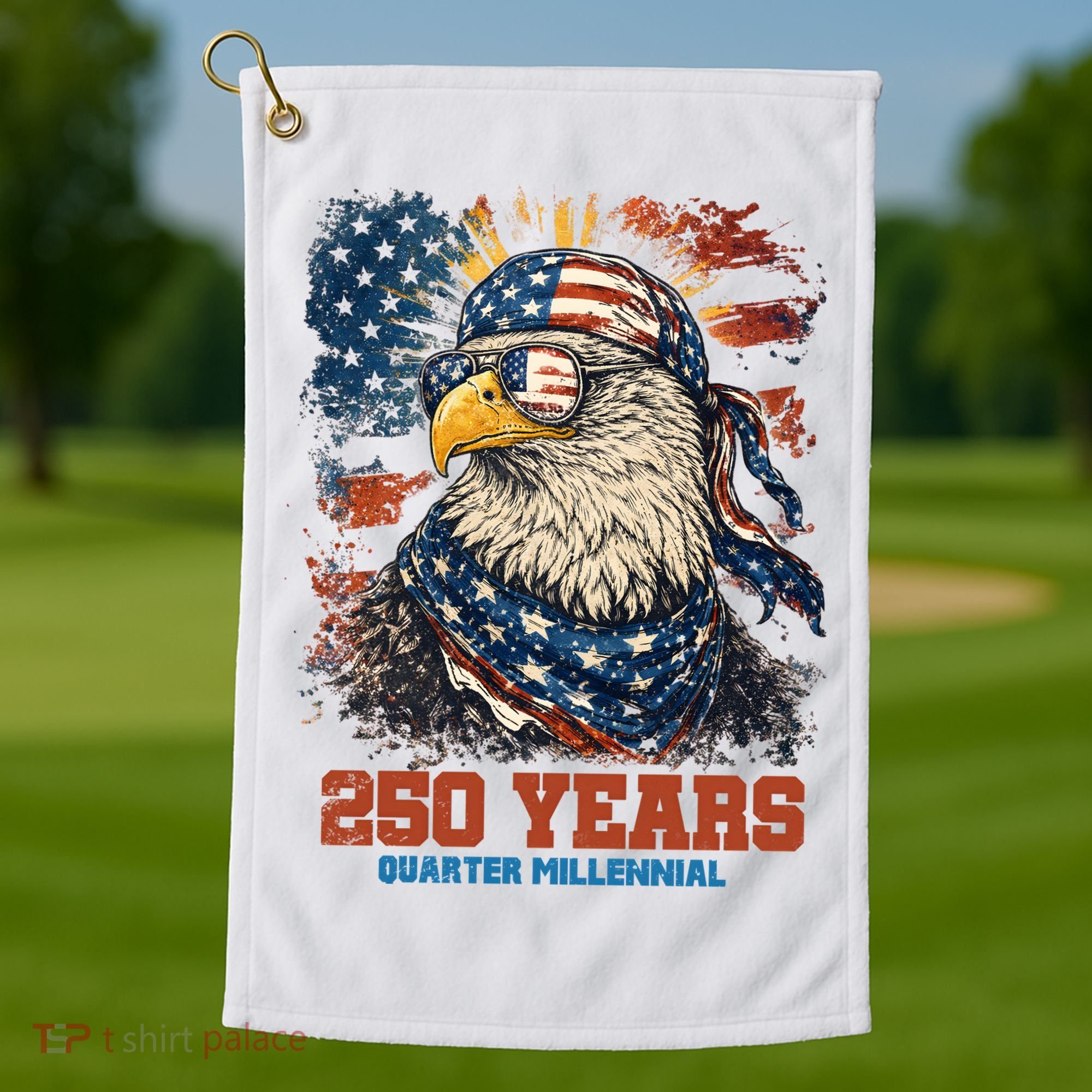 Celebrate USA 250 Years Quarter Millennial Eagle  Golf Towel
