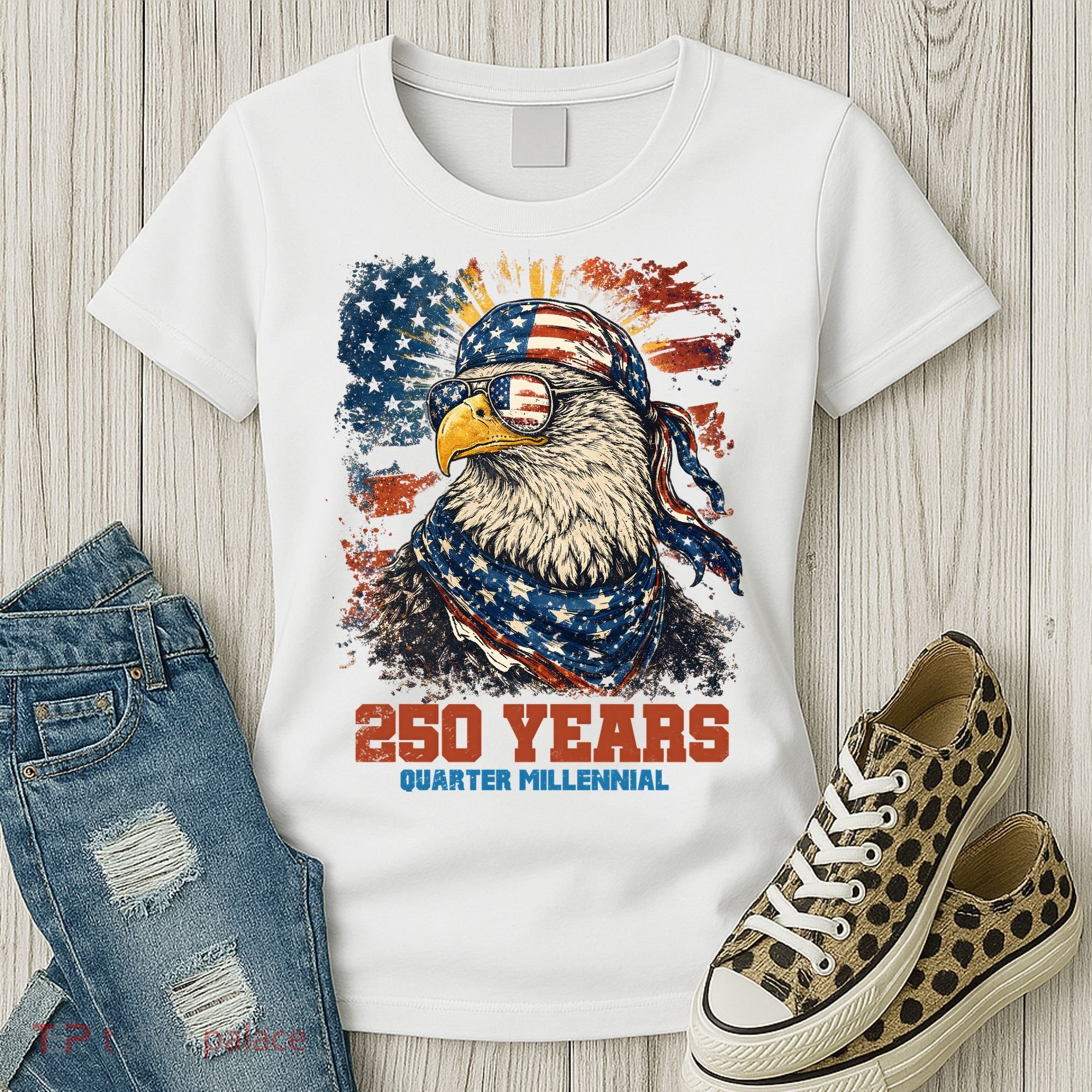 Celebrate USA 250 Years Quarter Millennial Eagle  Women's T-Shirt