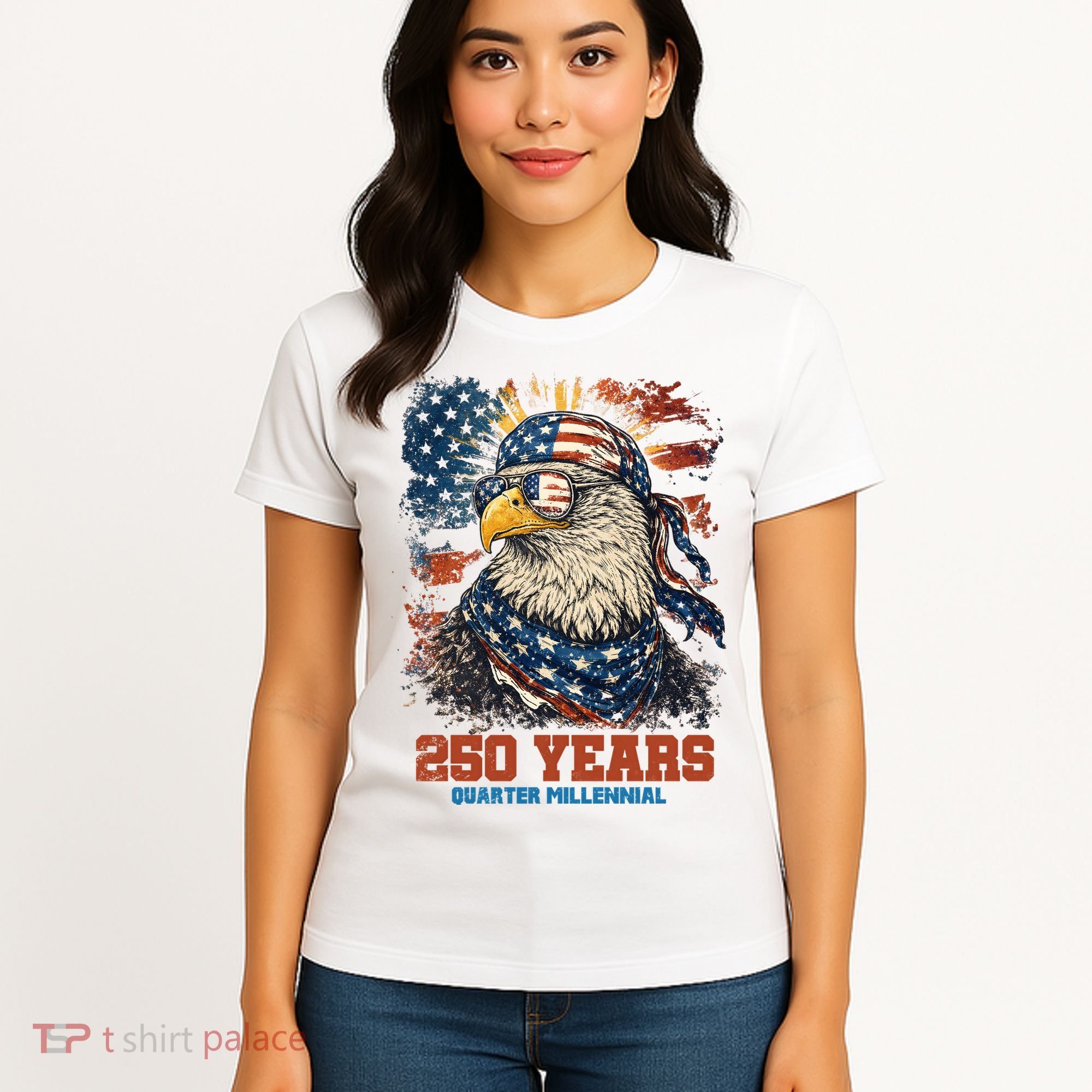 Celebrate USA 250 Years Quarter Millennial Eagle  Women's T-Shirt