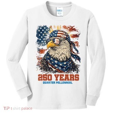 Celebrate USA 250 Years Quarter Millennial Eagle  Kids Long Sleeve Shirt