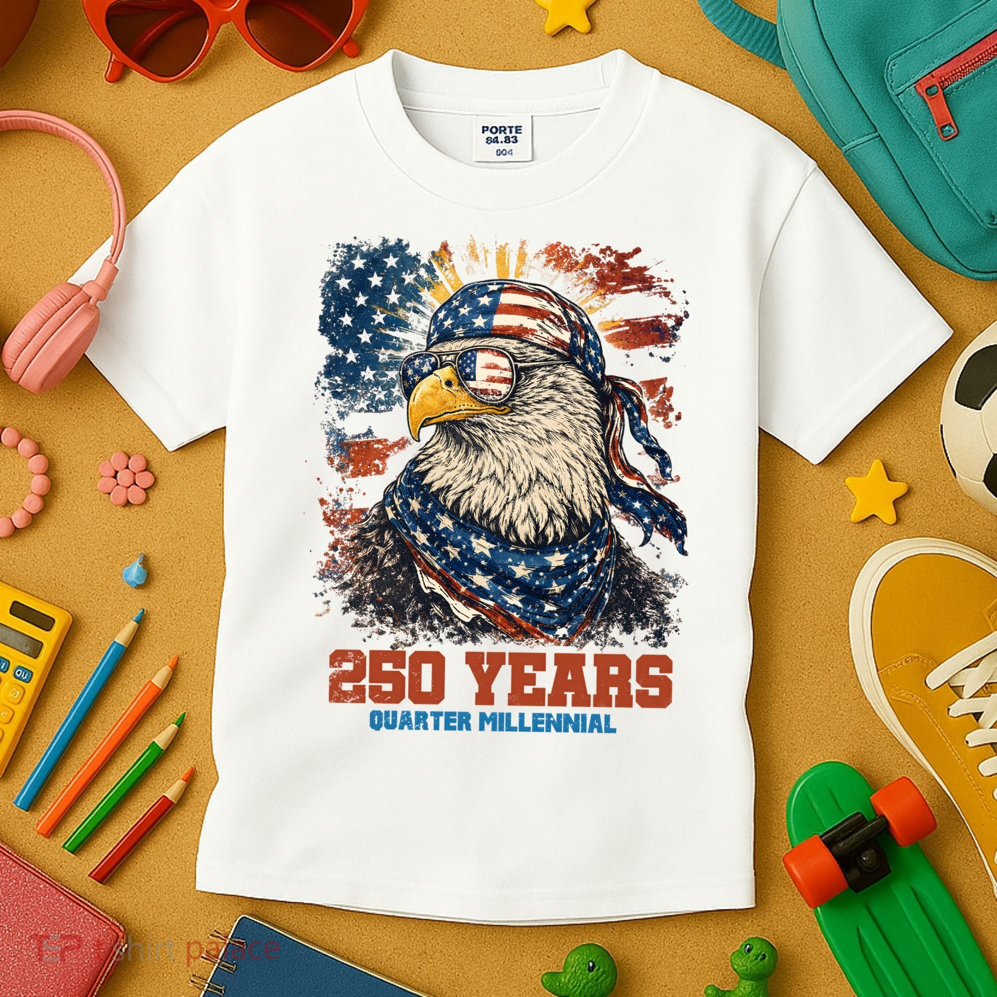 Celebrate USA 250 Years Quarter Millennial Eagle  Kids T-Shirt