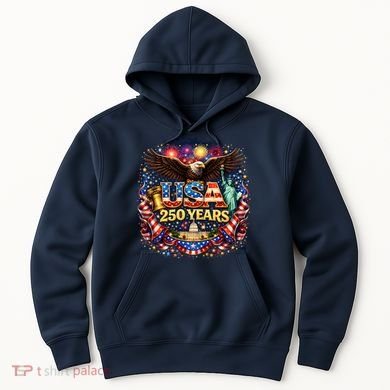 Celebrate USA 250 Years White House Eagle Fireworks Hoodie