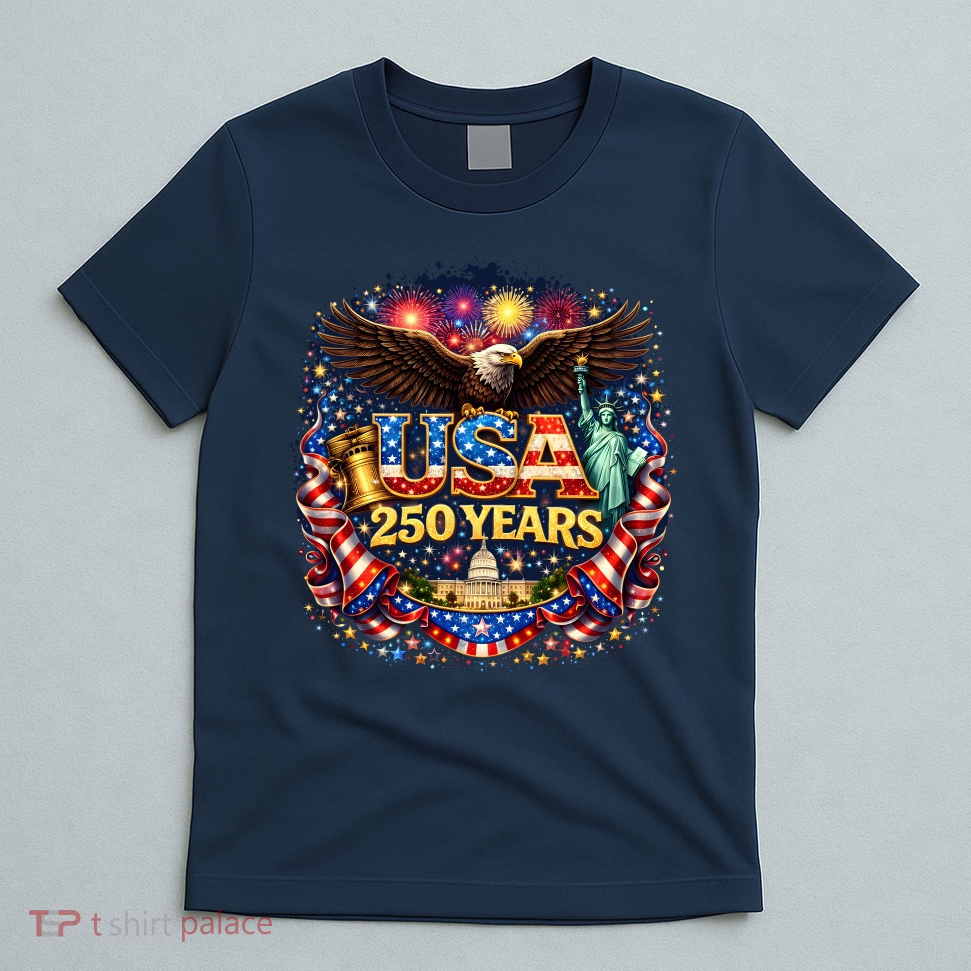 Celebrate USA 250 Years White House Eagle Fireworks T-Shirt