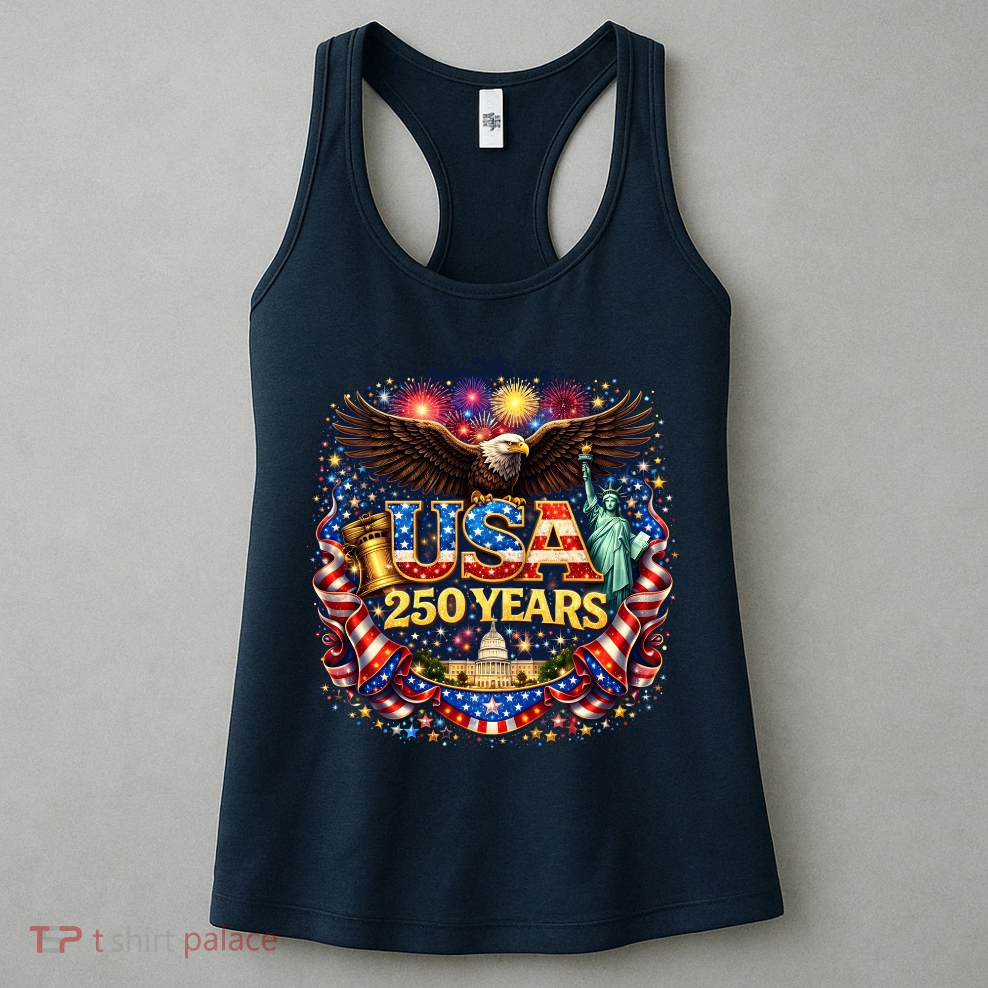 Celebrate USA 250 Years White House Eagle Fireworks Women's Tank Top