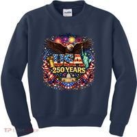 Celebrate USA 250 Years White House Eagle Fireworks Kids Sweatshirt thumb 0