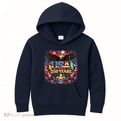 Celebrate USA 250 Years White House Eagle Fireworks Kids Hoodie