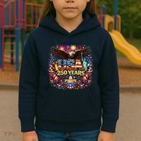 Celebrate USA 250 Years White House Eagle Fireworks Kids Hoodie thumb 3