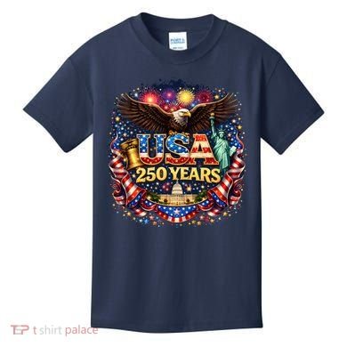 Celebrate USA 250 Years White House Eagle Fireworks Kids T-Shirt