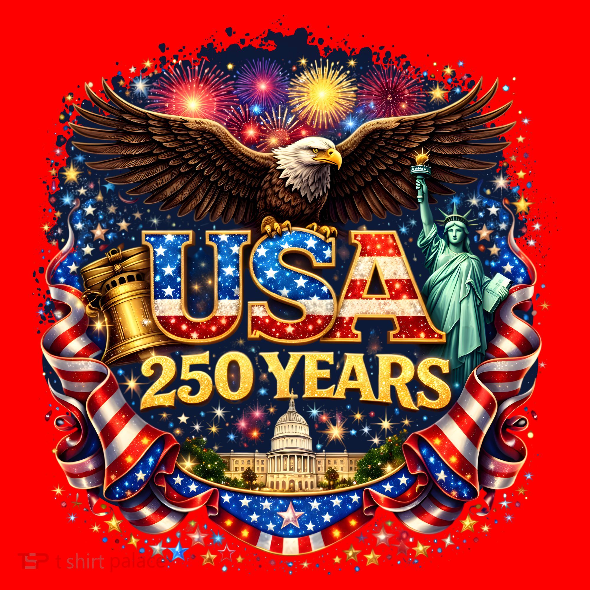 Celebrate USA 250 Years White House Eagle Fireworks Santa Hat