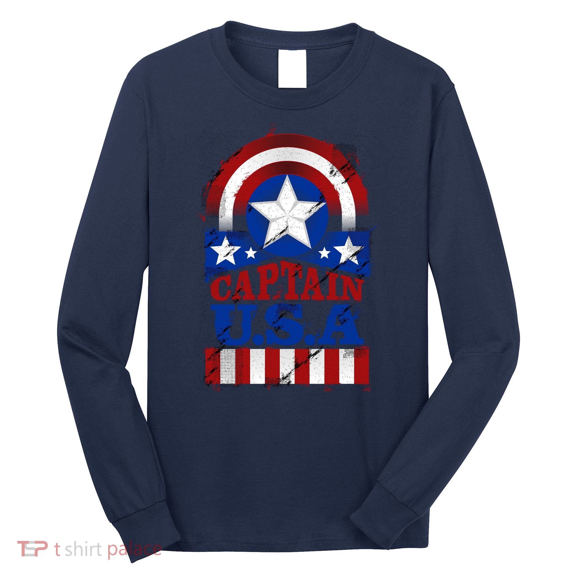 Captain USA American Flag Long Sleeve Shirt