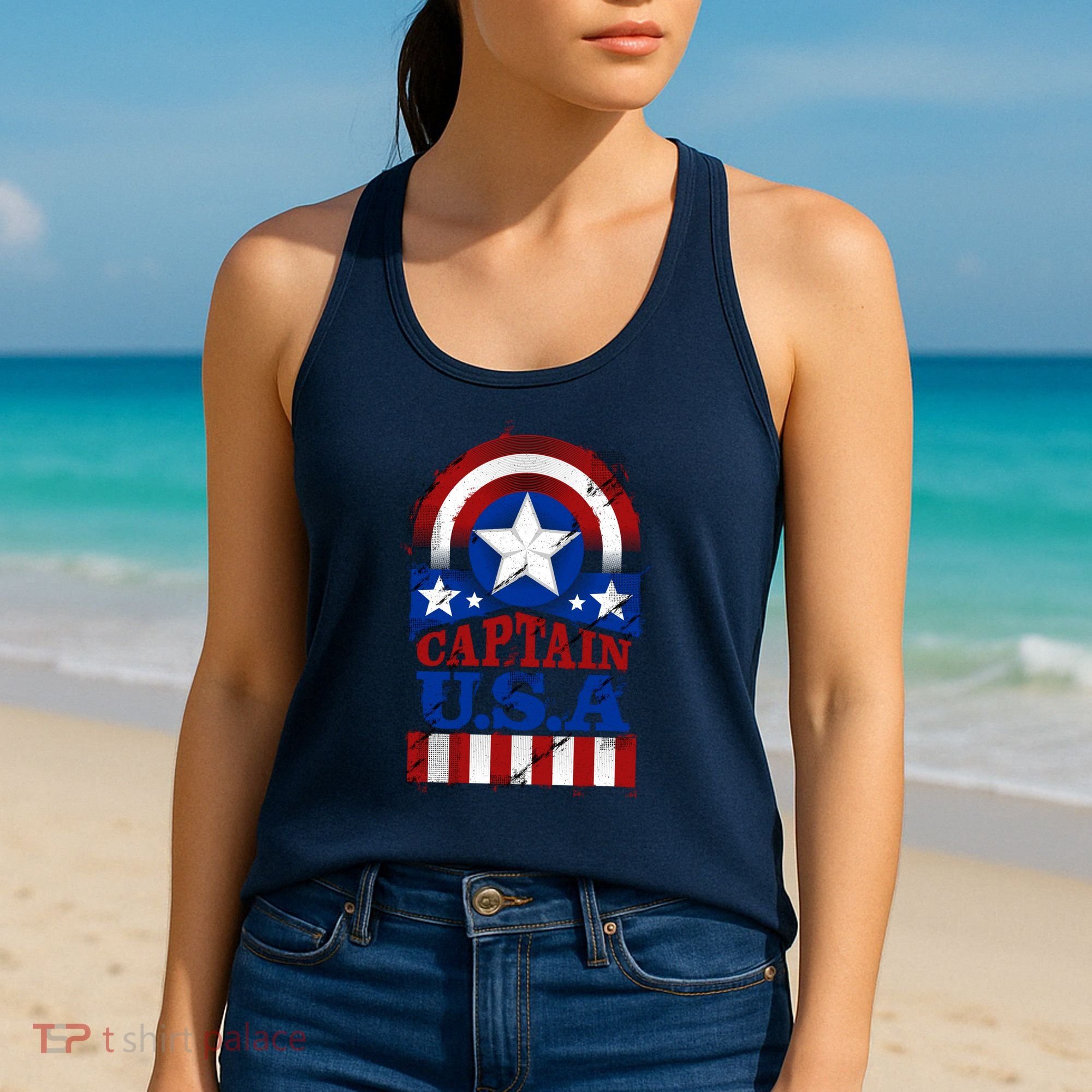 Captain USA American Flag Women's Tank Top