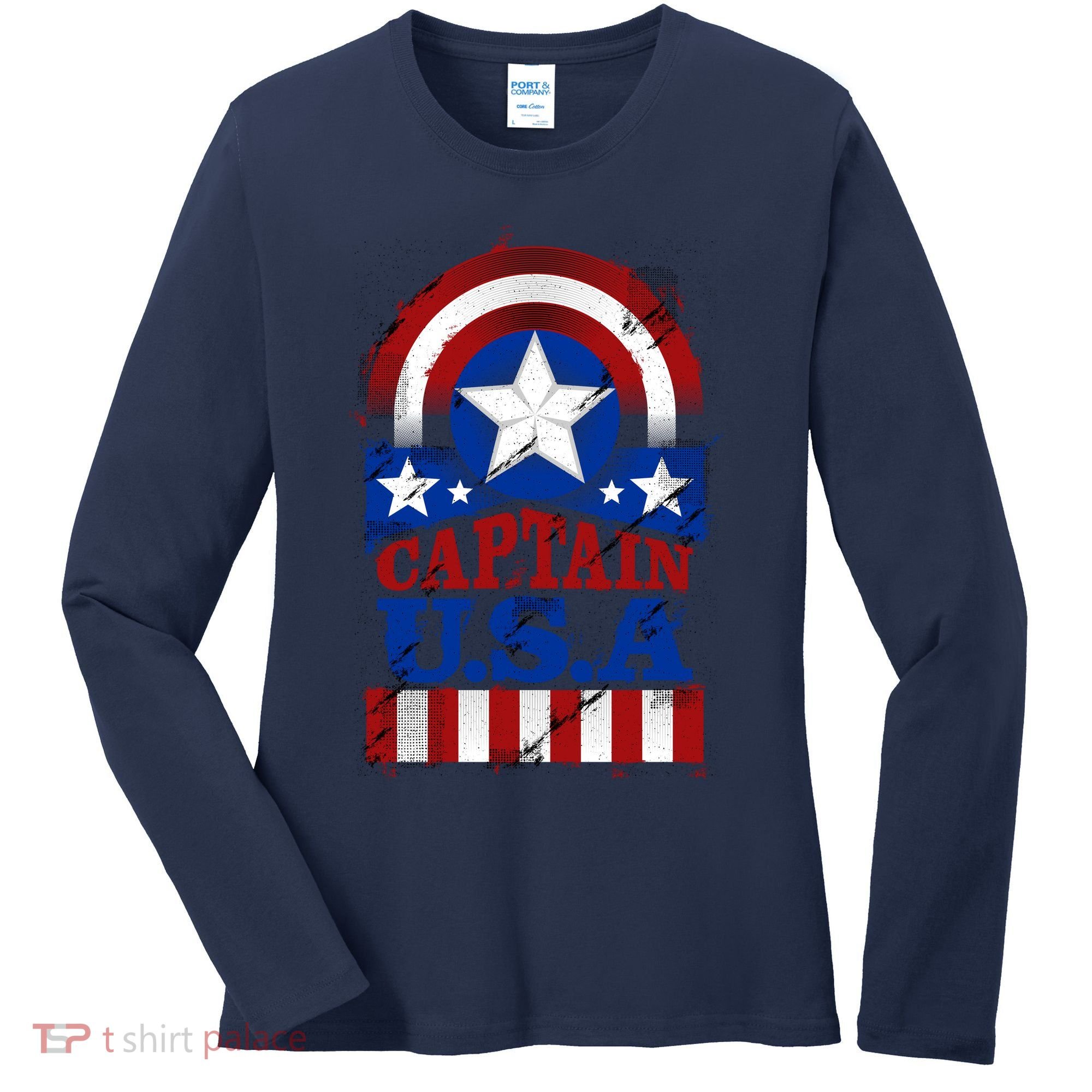 Captain USA American Flag Women's Long Sleeve Shirt